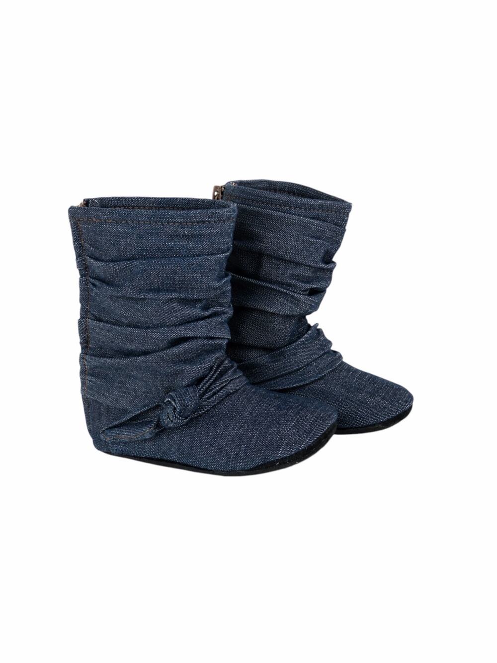 Gracious May Blue Chambray Knot Bow Boots size 7 Toddler
